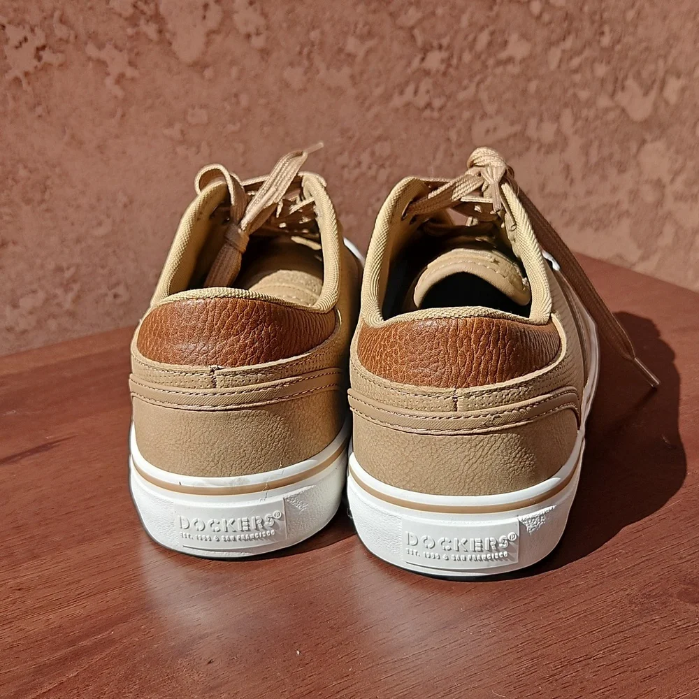Dockers Tan Faux Leather Lace-up Sneakers Tennis Shoes 8.5 - Picture 5 of 10